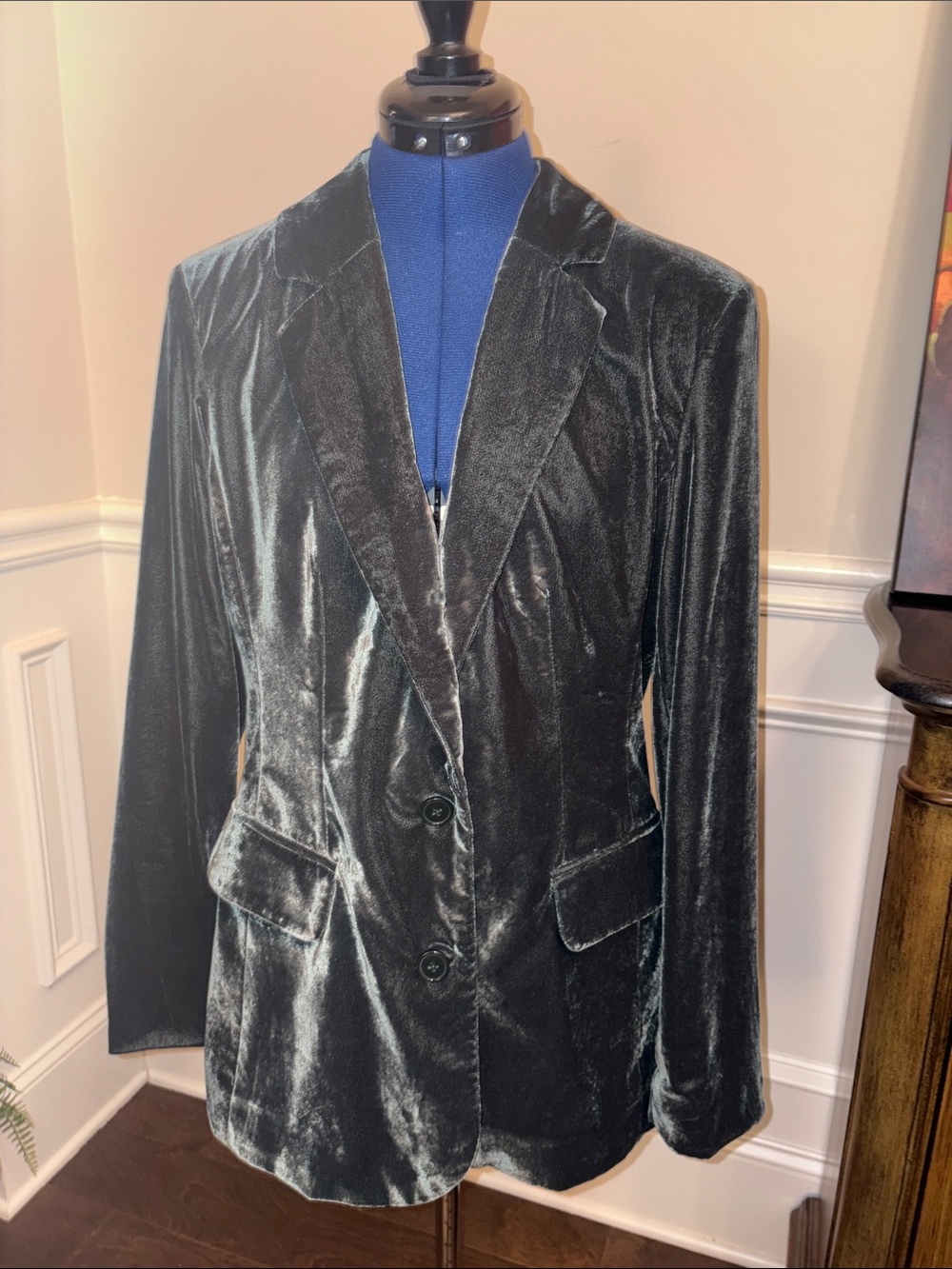 NWT a new day green dark sage Velvet Blazer Jacket